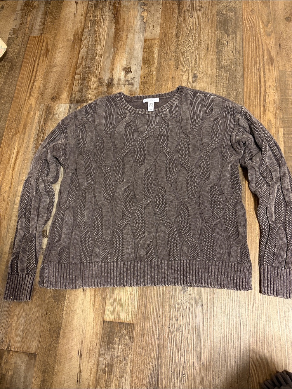 Canyon Retreat Distressed Cotton Cable Sweater
Size XXS 
Color Black